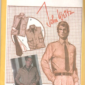 May include: A sewing pattern for a shirt with a collar and long sleeves. The pattern is from Simplicity and is number 9792. The pattern is designed by John Weitz.