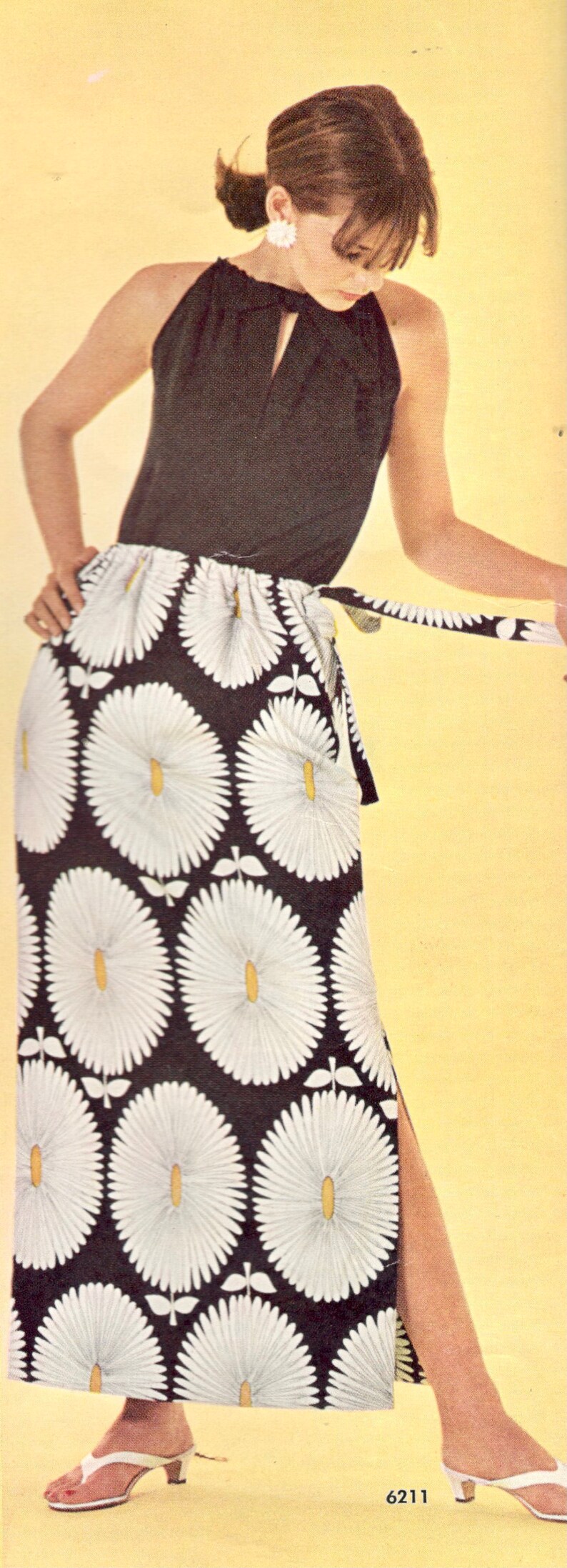 Vogue 6211 1960s Misses Drawstring Neck Swimsuit Cowl Neck Top and Skirt Pattern Womens Vintage Sewing Pattern Size 10 Bust 31