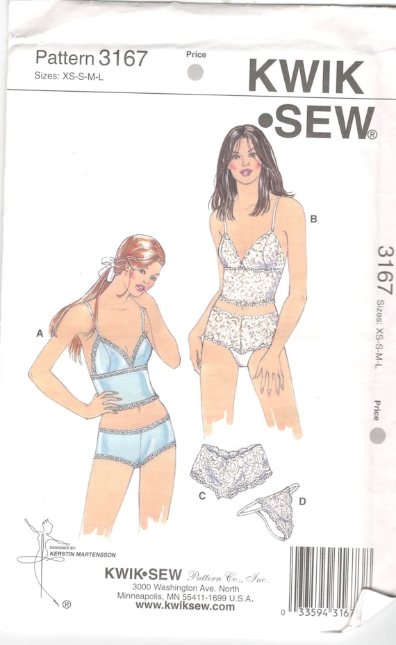 Kwik Sew 3167 Misses Lingerie Lace Bra Camisole and Panties Pattern Boy Cut  or Thong Womens Sewing Pattern Size XS S M L Bust 31 41 UNCUT -  Canada