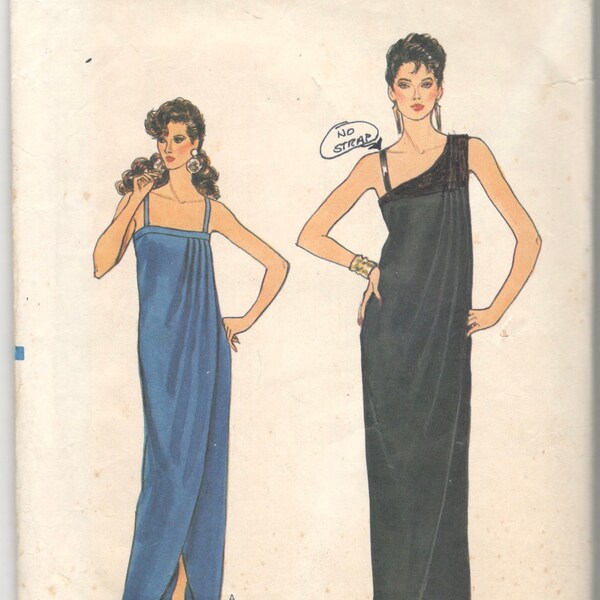 Vogue 8520 1980s Misses Evening Dress Pattern Draped One Shoulder  Shaped Hemline Womens Vintage  Sewing Pattern Size 12 Bust 34