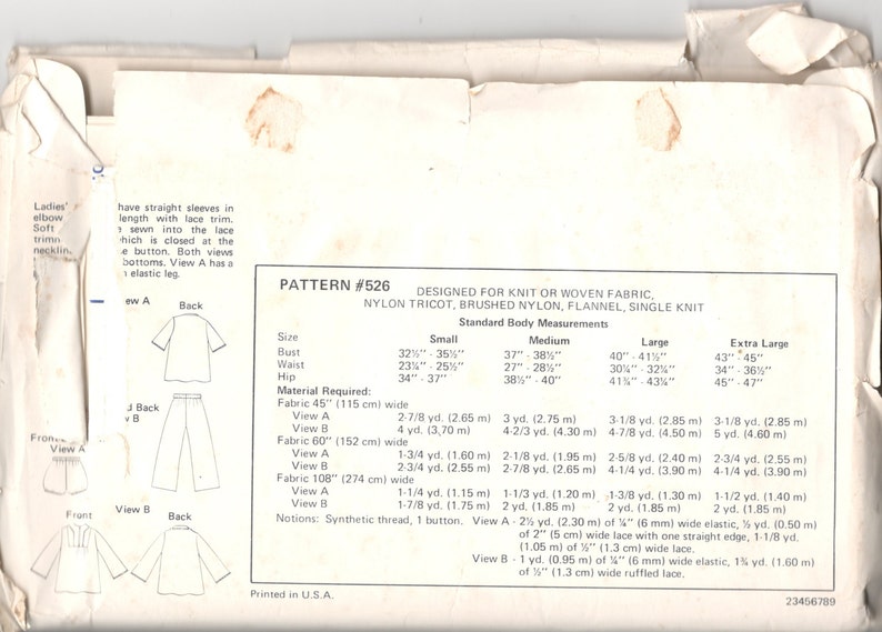 Kwik Sew 526 1970s Misses Pajamas Baby Dolls Pjs Pattern Lace Etsy