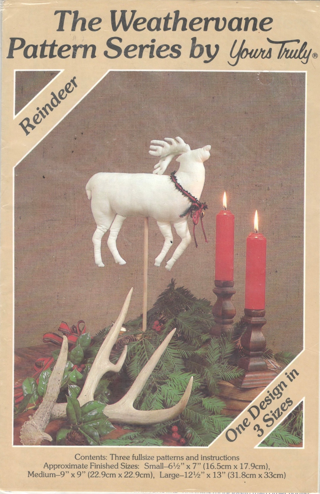 1980s Yours Truly 3815 WEATHERVANE Pattern Series Fabric REINDEER ...