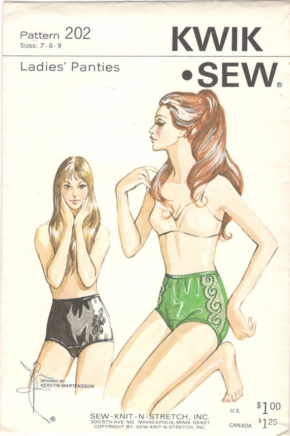 Kwik Sew 202 or 201 1960s Misses Lingerie Panties Pattern Briefs Womens  Vintage Sewing Pattern Size 4 5 6 Waist 24 27 or 7 8 9 UNCUT 