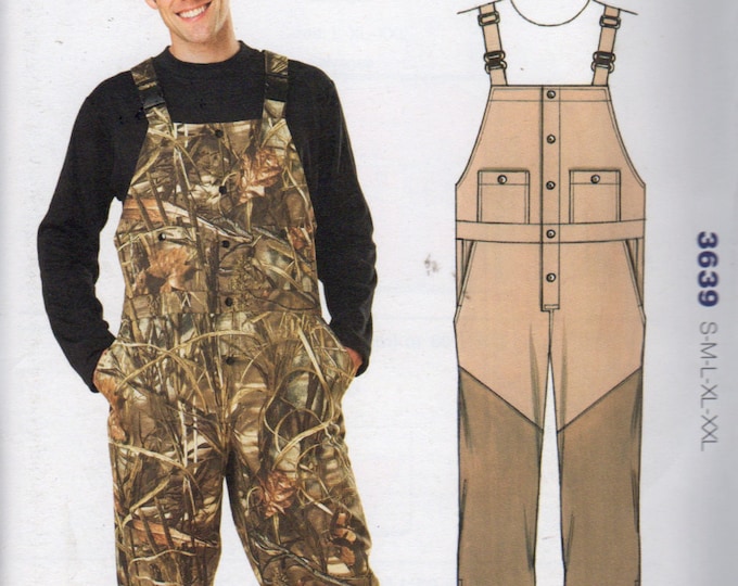 Kwik Sew 3639 Mens Bib Overalls Pattern Mans Optional Ripstop Nylon Leg Sewing Pattern Size S M