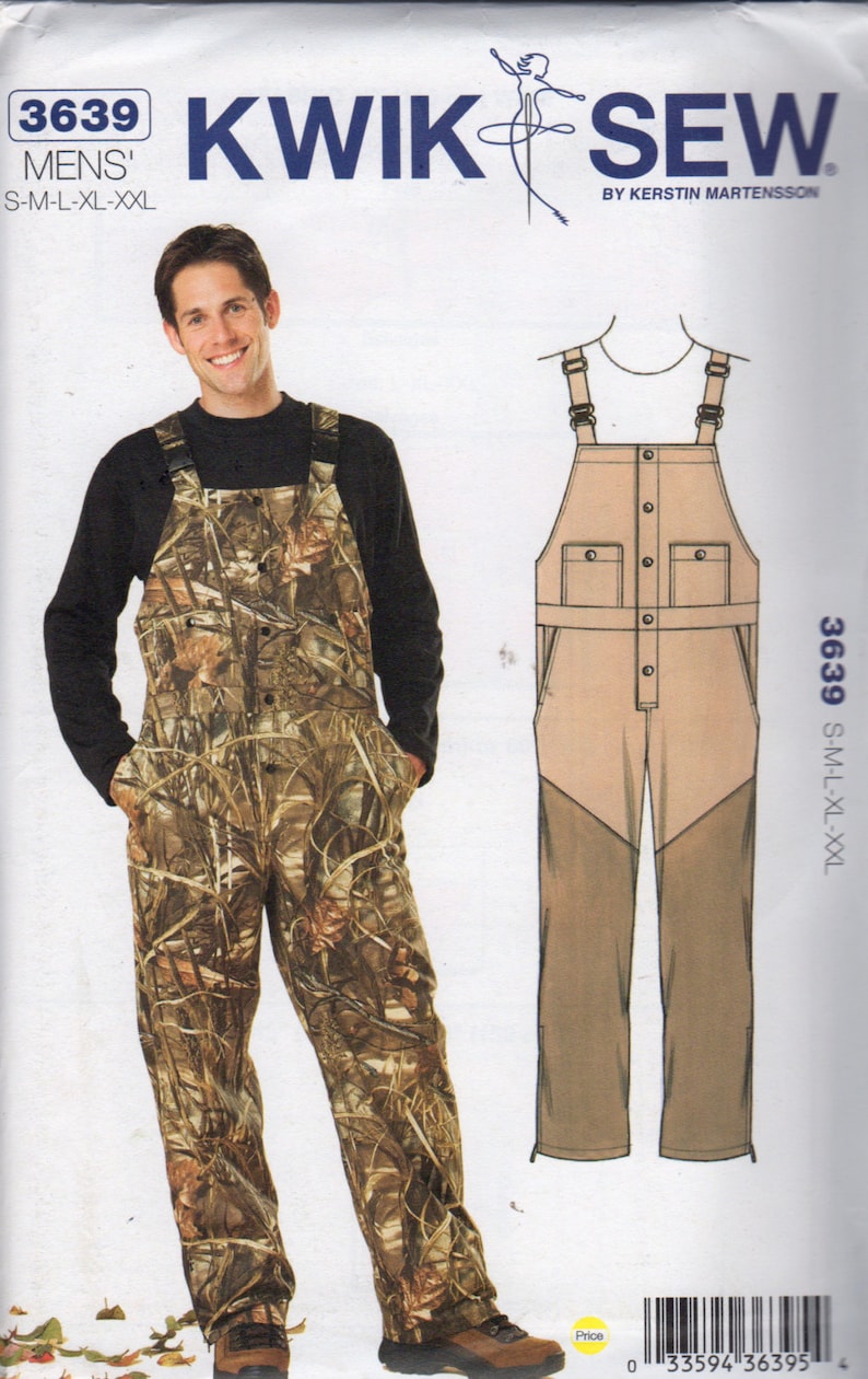 Kwik Sew 3639 Mens Bib Overalls Pattern Mans Optional Ripstop Etsy