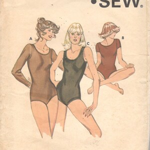 1970-1980-tals Kwik Sew 932 Bodysuit Trikåer Mönster Rund Hals Dam Misses Vintage Sömnadsmönster Storlek XS S M L Byst 31-41 Oklippt