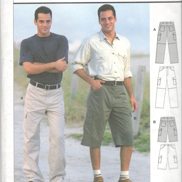 Burda 2713 Pants and Shorts Pattern Cargo Patch Pockets  Adult Mens Sewing Pattern Waist  36 38 40 44 46 UNCUT
