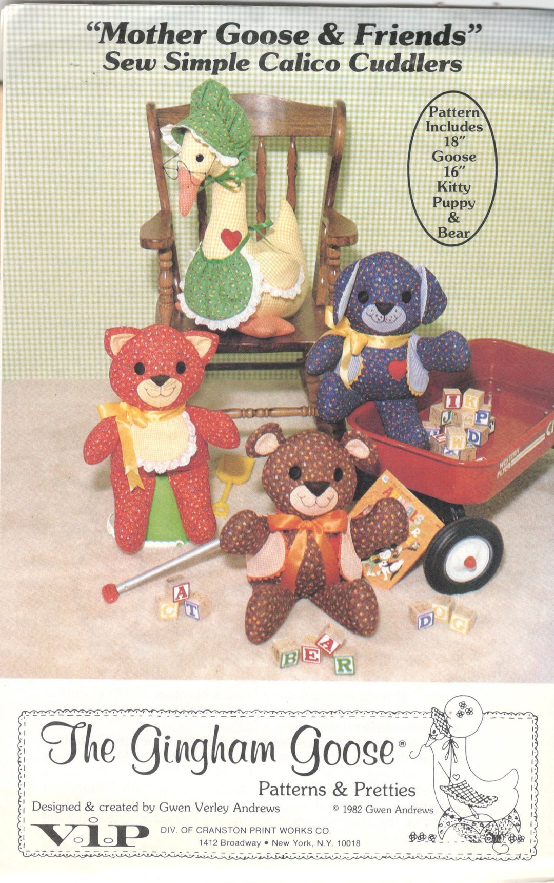 Gingham Goose 043 1980s Mother Goose & Friends Calico Cuddlers Etsy