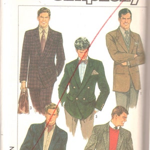 Simplicity 8783 1980s Mens Single or Double Breasted Jacket Pattern ...