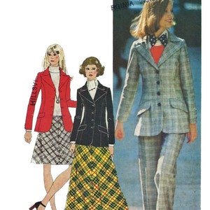 Simplicity 5212 1970s Misses Mod Bias Skirt Pants and Blazer Pattern Womens Vintage Sewing Pattern Size 12 Bust 34