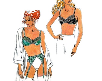 Kwik Sew 2101 1990s  Misses Underwire Bra and Garter Belt Pattern Womens Lingerie Sewing Pattern Bust  32 A  - 38 DD xs s m l UNCUT