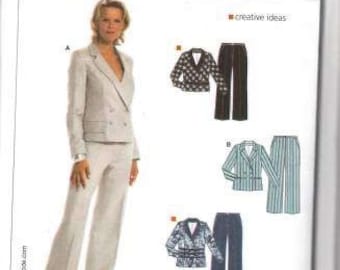 Burda 8063 Misses Pantsuit Pattern Pants and Double Breasted Notched CollarJacket Womens Sewing Pattern 10 12 14 16 18 20 22 Uncut