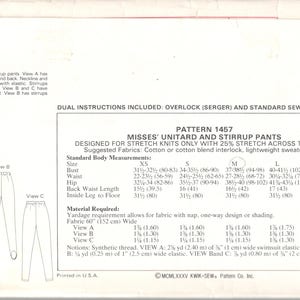 Kwik Sew 1457 1980s Misses Stirrup Unitard and Pull on Pants Pattern ...
