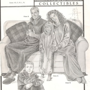 Stretch & Sew 2007 Mens Womens Boys Girls Snuggler Pattern Zip Front Cozy Couch Suit Sewing Pattern Size xs s m l xl Bust Chest 21 46 UNCUT