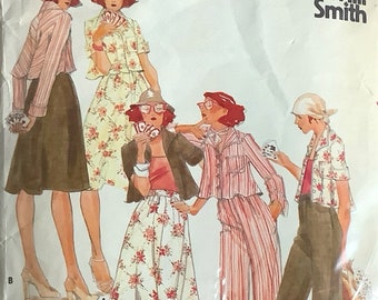 Patrón de costura vintage para mujer Butterick 4092, para chaqueta, falda y pantalón del joven diseñador WILLI SMITH, años 70, talla 9, sin cortar.