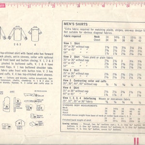 Simplicity 6955 1960s Mens Mod Button Front Shirt Pattern Adult Vintage Sewing Pattern Chest 34 image 2