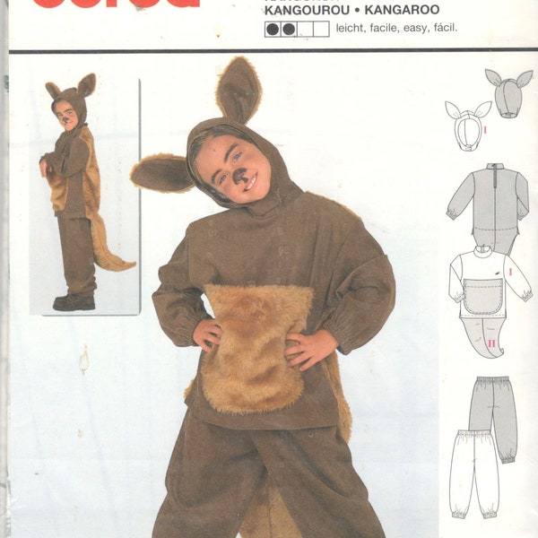 Burda 2762 Boys Girls Kangaroo Costume Pattern  Pants Top Head Cover Childs  Sewing Pattern Size 4-5 6-7 8-9 Uncut