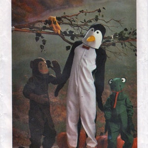 Simplicity 6670 80s Mens Misses  Kids Easy Frog Penquin Monkey Costume Pattern Vintage Sewing Pattern Size M Chest 36 - 38 OR S 32 34 OR 6 8