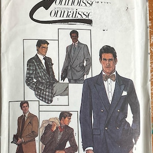 Simplicity 6667 1980s Mens Single or Double Breasted JACKET Pattern Adult Connoisseur Vintage Sewing Pattern Chest 44 UNCUT