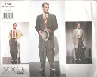 Vogue 2367 1940s Mode ZOOT SUIT Heren Lange Jas Taps toelopende Manchet Broek Patroon Volwassen Naaipatroon Borst 32 Of 44 46 48