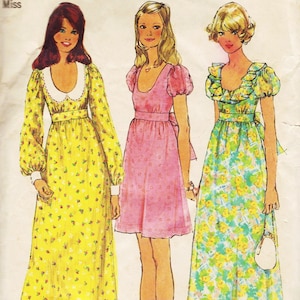 Simplicity 5568 1970s Misses Baby Doll Dress Pattern Womens Vintage Sewing Pattern Size 8 Bust 31