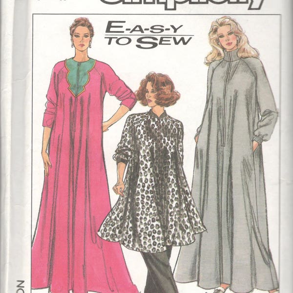 Simplicity 8875 1980s Misses Easy to Sew Zip Front Knit Robe Pull on Pants Pattern Womens Vintage Sewing Pattern Size Med Bust 36 38 UNCUT