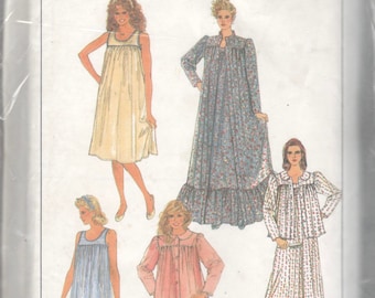 Vintage 1980s Simplicity 8965 8310 Nightgown Robe Bed Jacket Pajamas Pattern Womens Vintage Sewing P S M L Or S M L Xl UNCUT