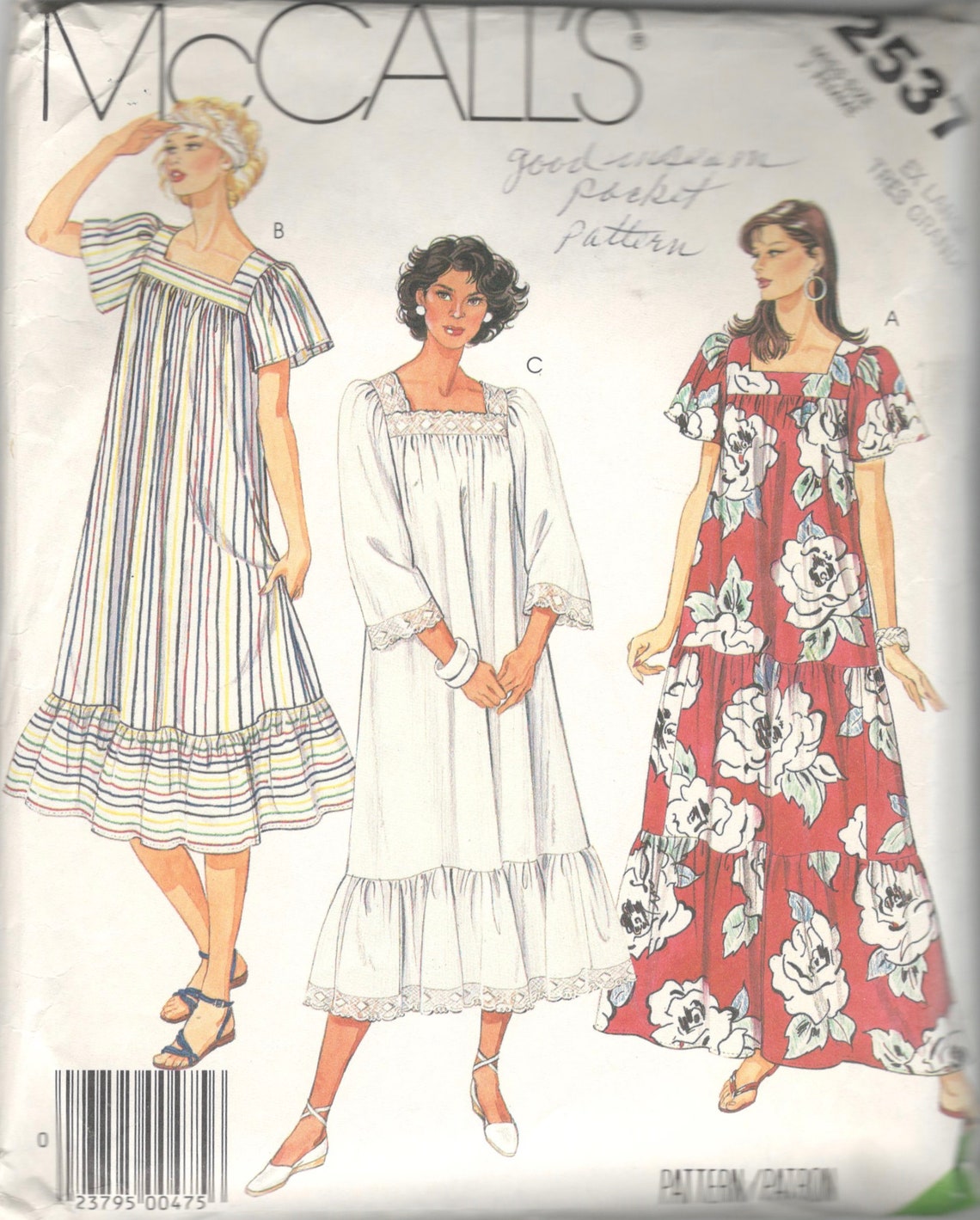 Mccalls 2537 1980s Misses Pullover Dress Pattern Muu Muu - Etsy