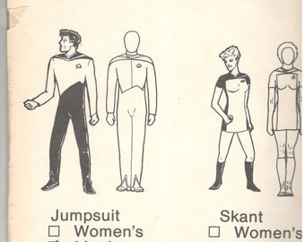 1980s Mens Star Trek Next Generation Costume Pattern Mens Jumpsuit TNG Trekkies Pattern Adult Vintage Sewing Pattern