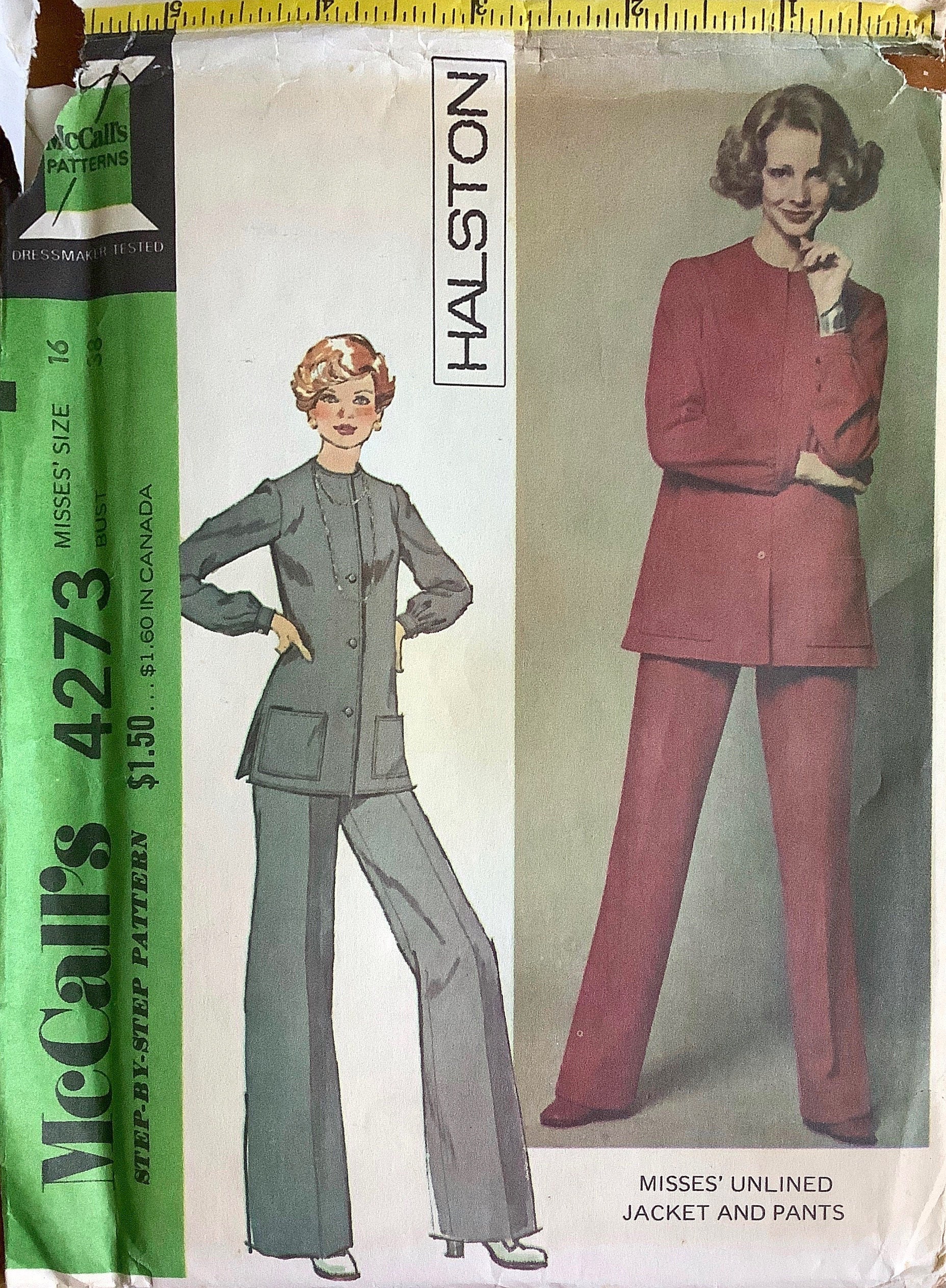 Mccalls 4273 1970s Designer Halston Misses Jacket and Pants