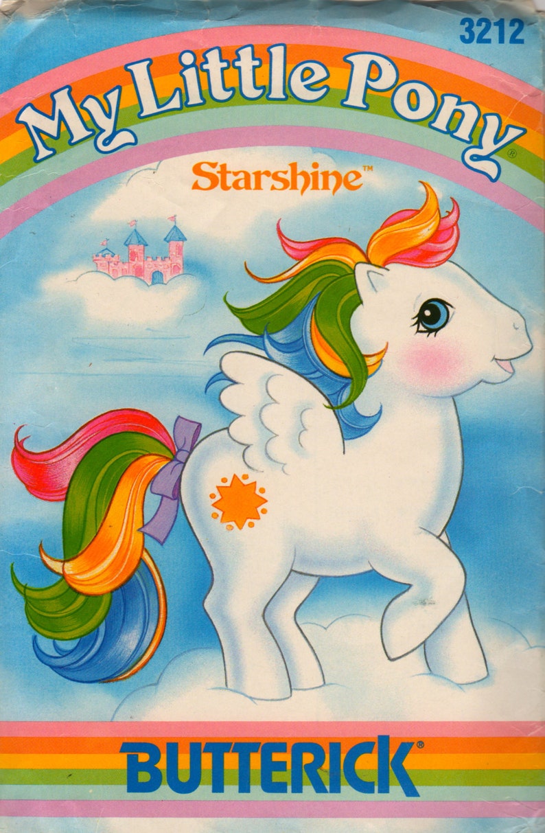 Butterick 3212 1980s My Little Pony Pattern STARSHINE 11 1/2 inches Vintage Stuffed Animal Sewing Pattern UNCUT image 1