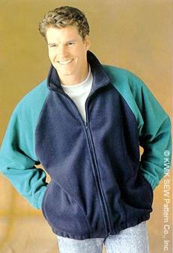 Kwik Sew 2293 1990s Mens Zip Front Jacket Pattern Hoodie Shaped