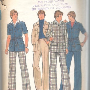 Butterick 4084 1970s Mens Safari Style Jacket and Pants Pattern  Adult Vintage Sewing Pattern Chest 44 UNCUT