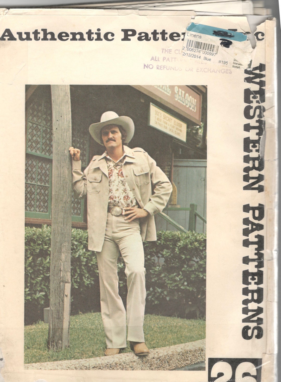 1970s Authentic 267 Mens Classic Western Shirt Jacket Pattern Adult ...
