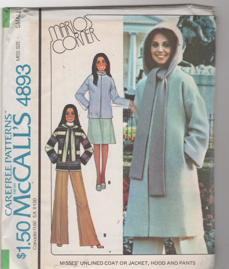 Mccalls 4893 1970s Misses COAT Jacket Bell Bottom Pants and | Etsy