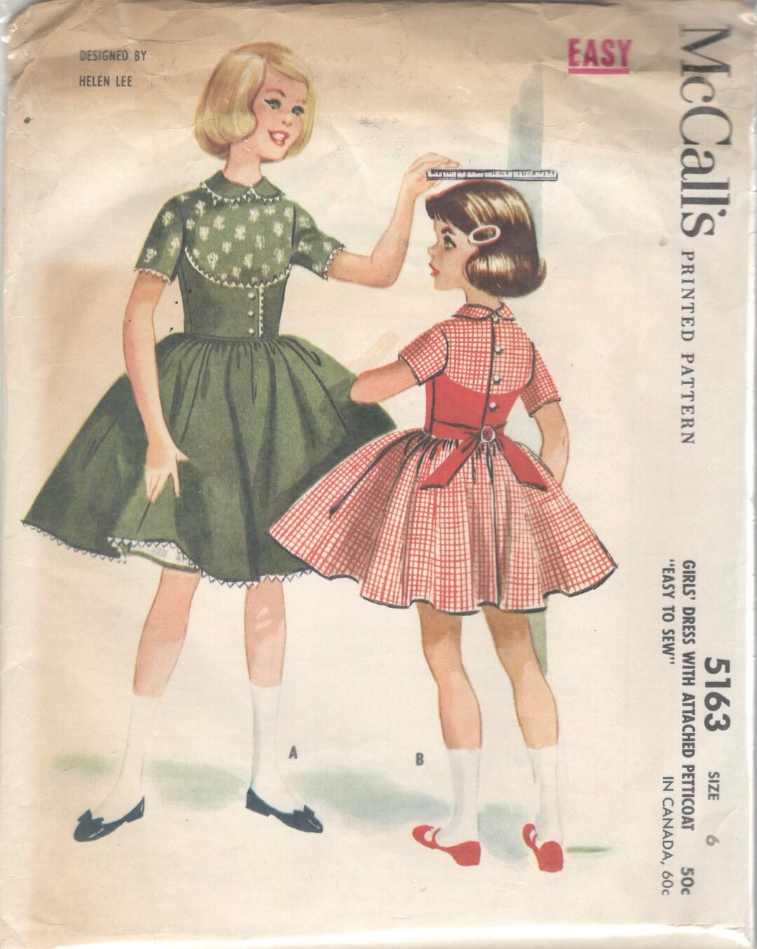 1950s Mccalls 5163 Designer Helen Lee Girls Midriff Dress Pattern ...