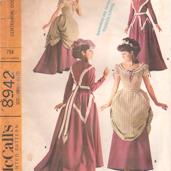 McCalls 8942 1960s Misses 1800s CENTENNIaL COSTUME PATTERN Day Evening Dress Womens Vintage Sewing Pattern Size Sm Bust 31 32