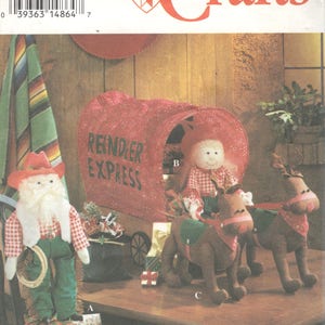 Simplicity 8761 Cowboy Santa Mrs. Claus Dolls Pattern Reindeer Covered Wagon Pattern Holiday Designer Sewing Pattern UNCUT