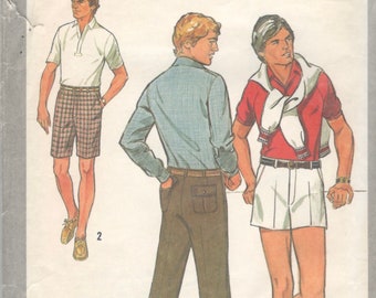 Simplicity 8991 1970s Mens Pants Pattern Golf Tennis Bermuda Adult Vintage Sewing Pattern Waist 39 Or Waist 32 Or Waist 36