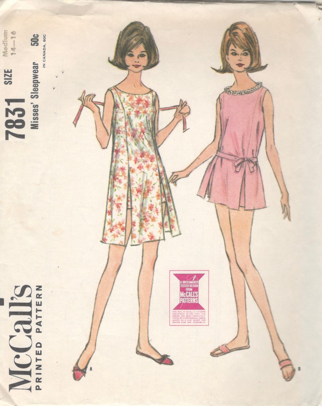 Mccalls 7831 Misses Sleepwear Pattern Nightgown and Shorts - Etsy