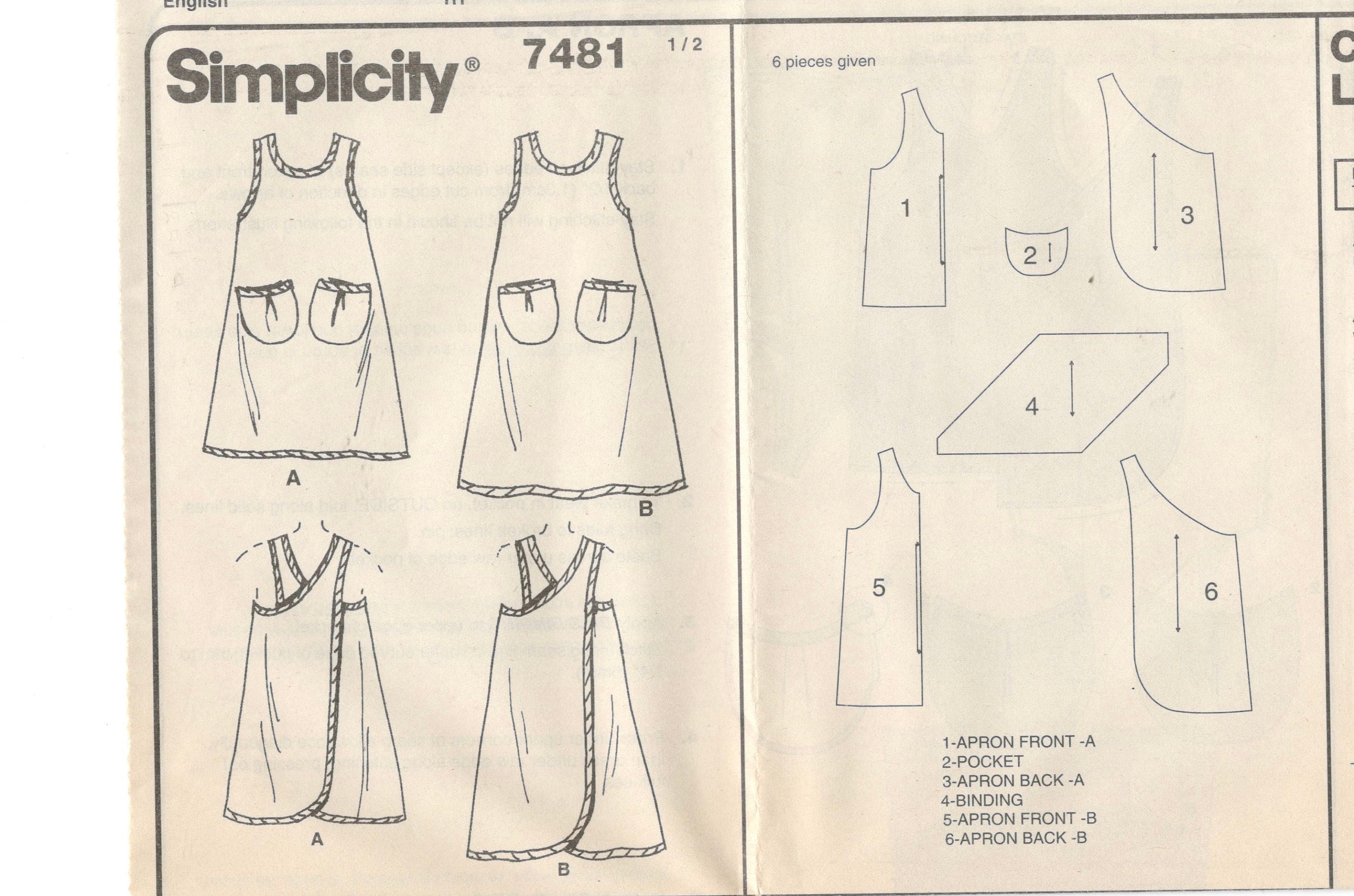 Simplicity 7481 Misses Wrap Around Apron Pattern Criss Cross - Etsy