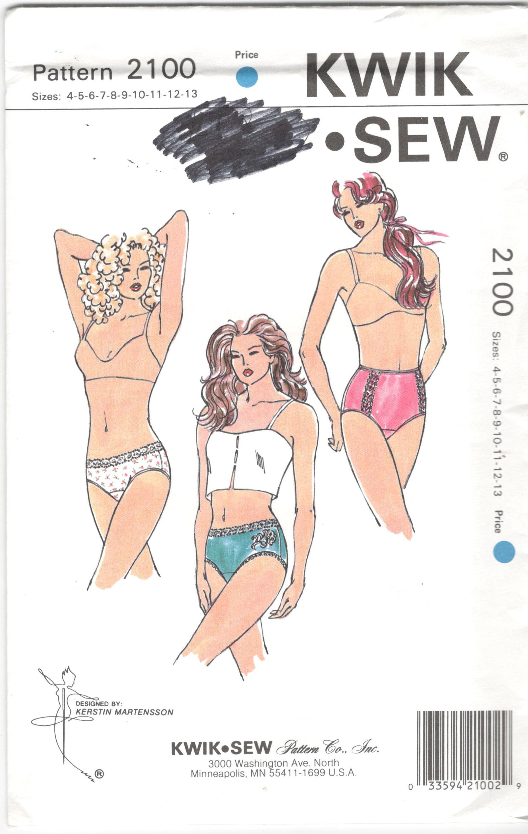 Kwik Sew 2100 Misses Lingerie Panties Pattern Briefs Bikini