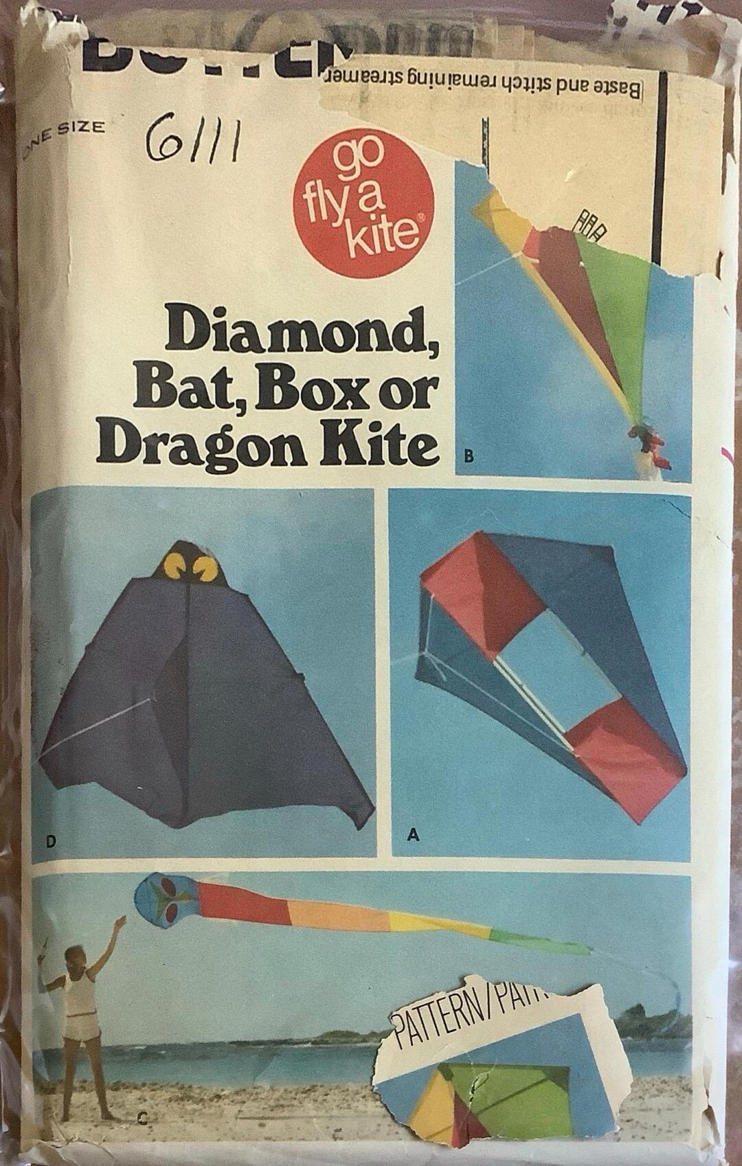 Diamond Bat Box or Dragon Kite Pattern Butterick 6111 Good for Hand Eye ...