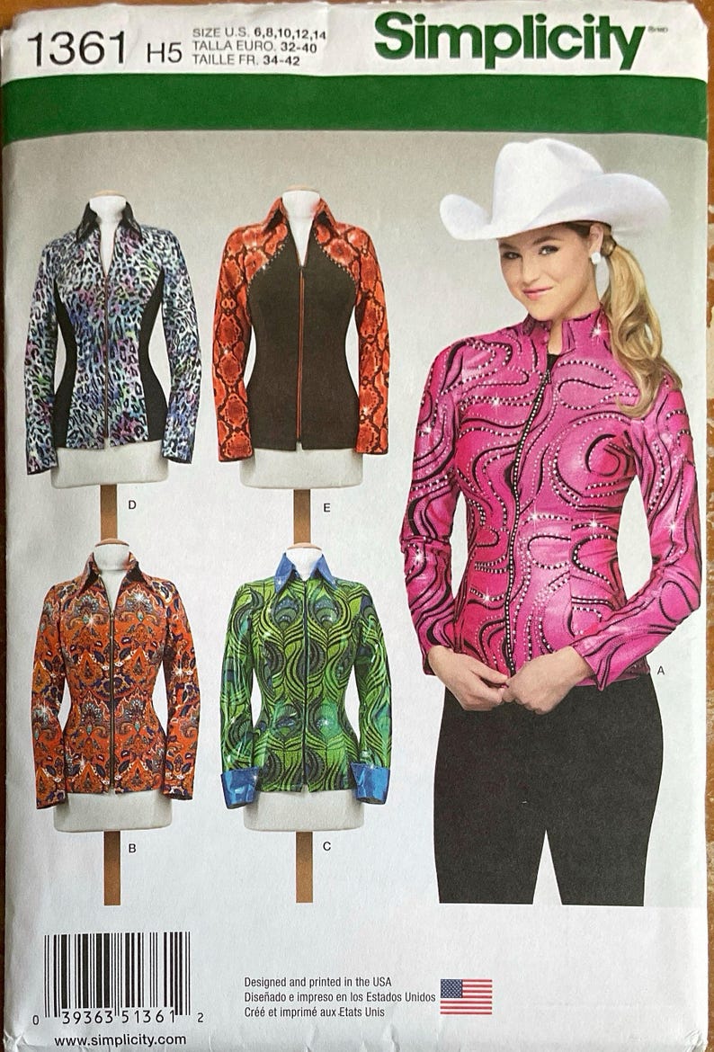 Simplicity 1361 Knit Equestrian Performance Shirt Pattern 5 Styles Show ...