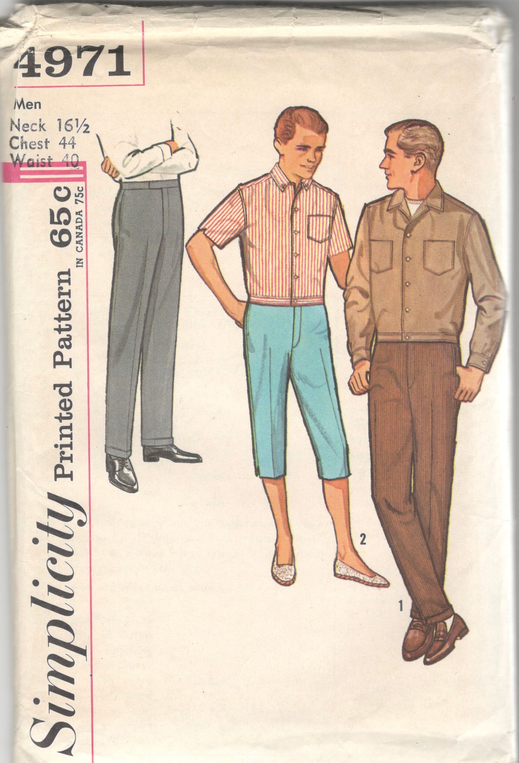1960s Simplicity 4971 Mens Shirt Jacket 