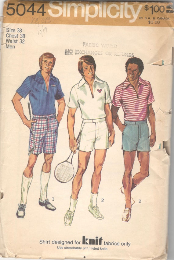 Simplicity 5044 1970s Mens TENNIS 