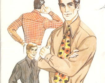 Kwik Sew 324 or 325 1970s Mens Shirt and Tie Pattern Adult Vintage Sewing Pattern Chest 32 34 36 38 Or 40 42 44 46 UNCUT