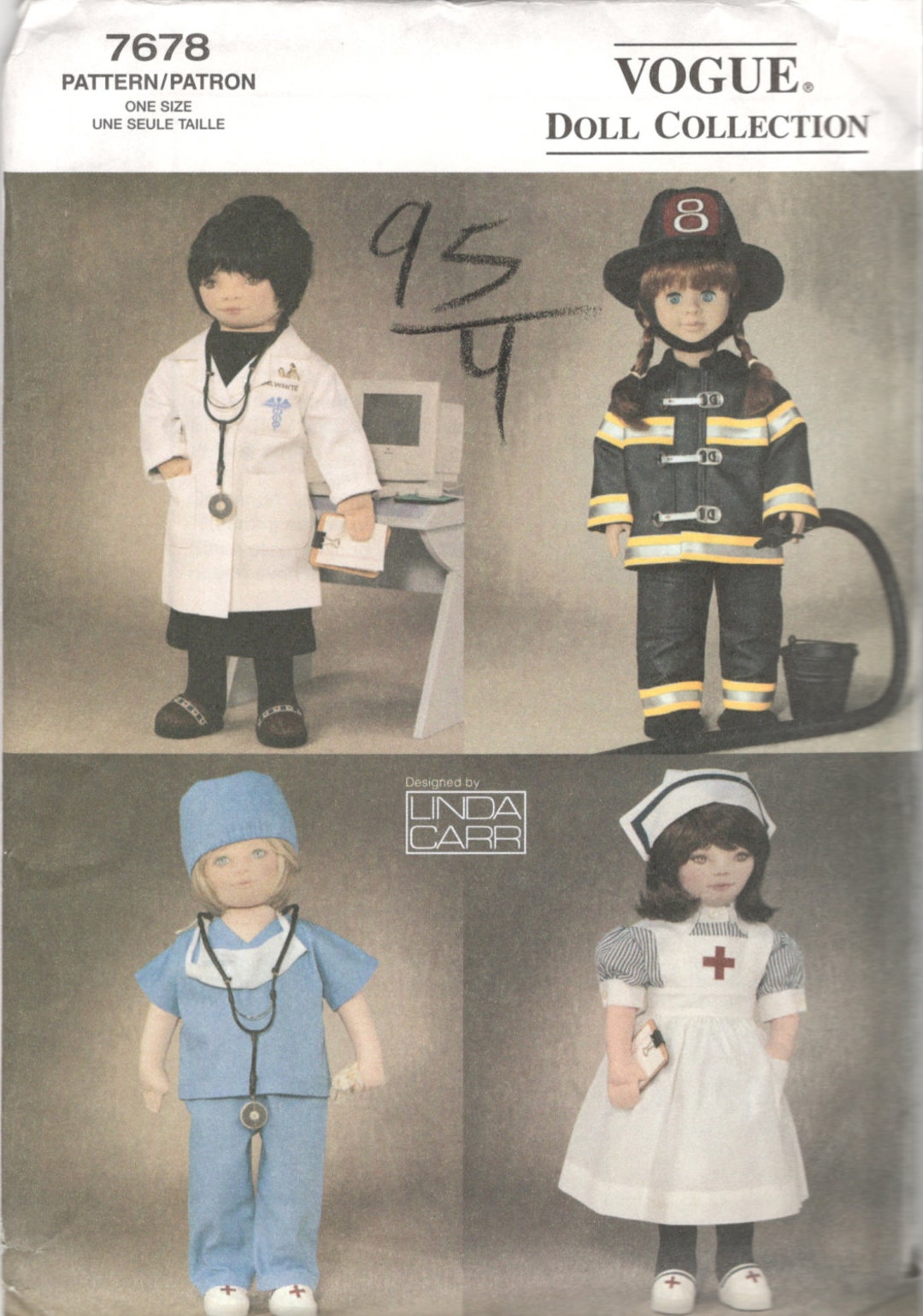 Vogue 7678 DOLL UNIFORMS Sewing Pattern 18 Inch Dolls Linda Carr Doctor ...