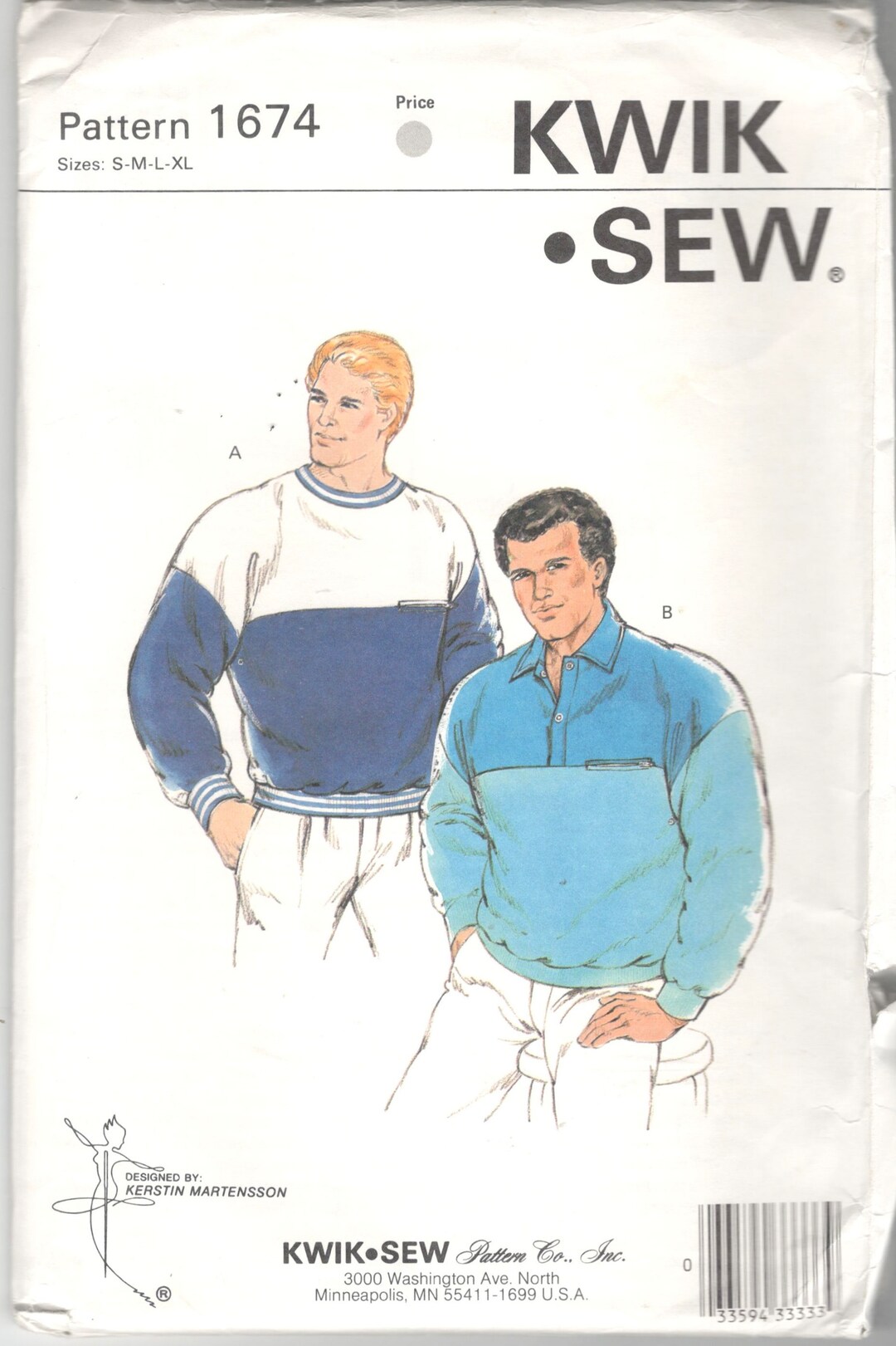Kwik Sew 1674 1980s Mens Pullover SHIRT Pattern Sweatshirt Zip - Etsy