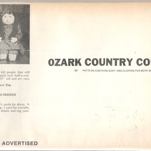 1970s Ozark Country Cousins Pattern  Life-size 35 Inch Boy and Girl and Clothes Vintage Sewing Pattern Vintage Toy Sewing UNCUT